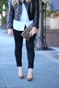 times you shouldn't go shopping - chic fall outfit to copy - clare v leopard clutch - no shopping challenge