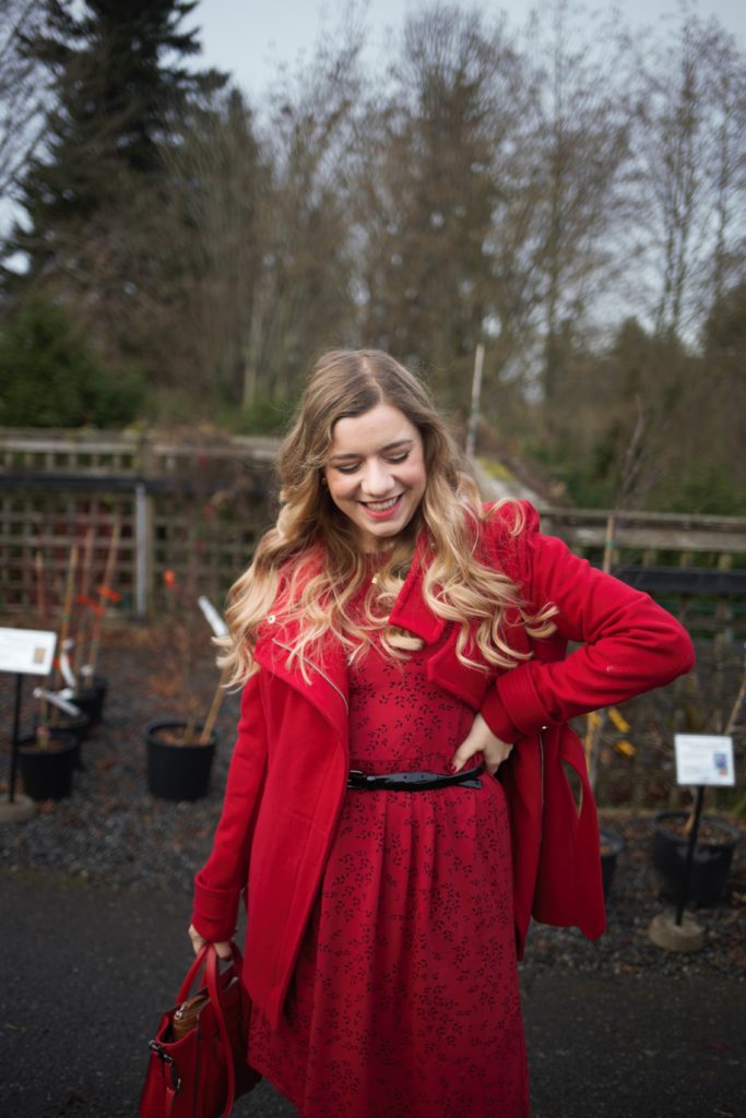 what i learned wearing red for 12 days - j.jill dress - christmas outfit idea - cute and warm winter outfit