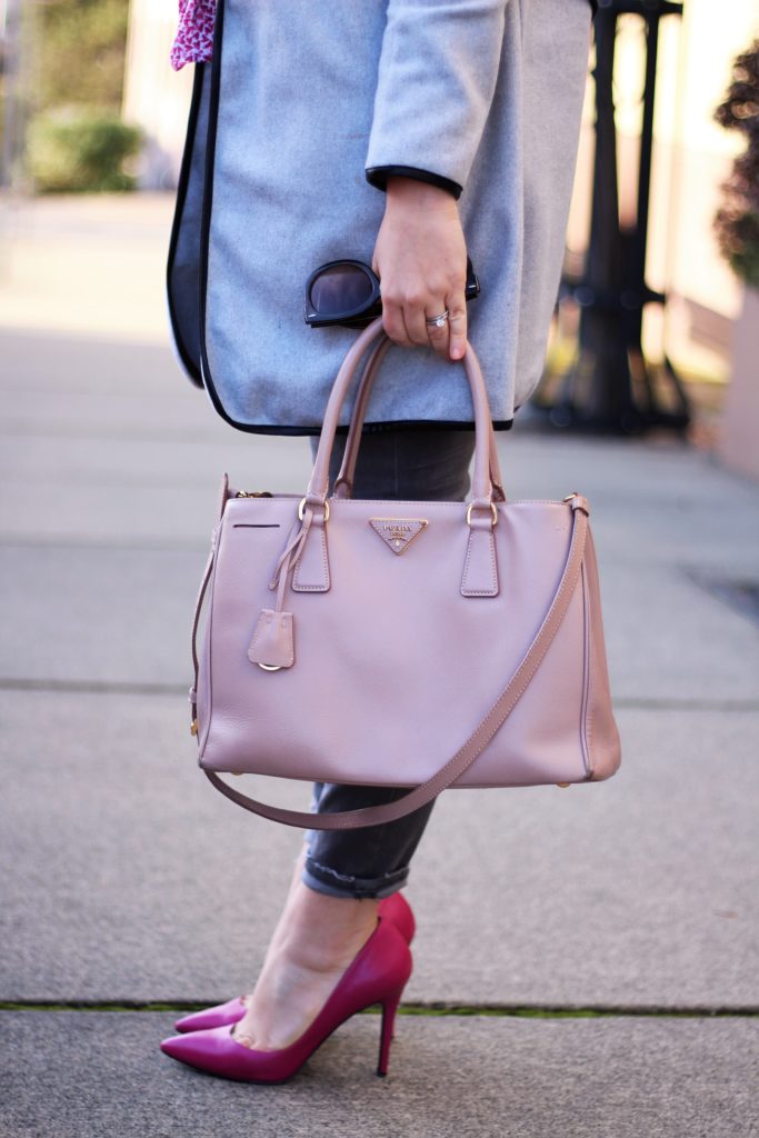 pink heels - pink prada saffriano - madewell high riser jeans - valentines day outfit ideas - casual valentines day outfit