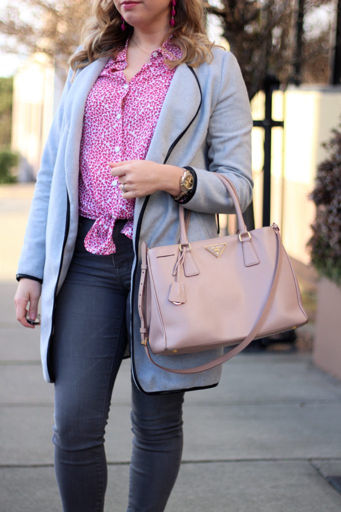 pink heels - pink prada saffriano - madewell high riser jeans - valentines day outfit ideas - casual valentines day outfit