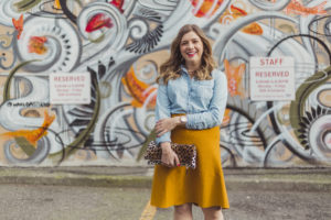 Ann Taylor outfit for work and weekend - ann taylor yellow skirt - yellow skirt outfit