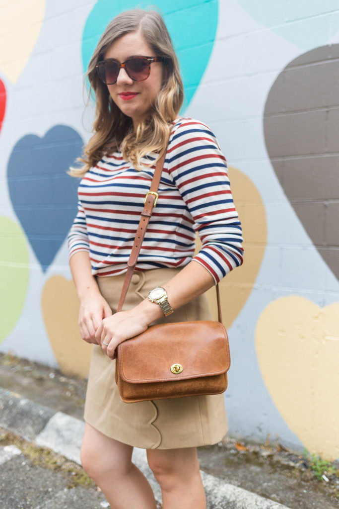 seattle heart wall - bellevue heart wall - red loafers outfit - first trimester recap - casual weekend outfit 