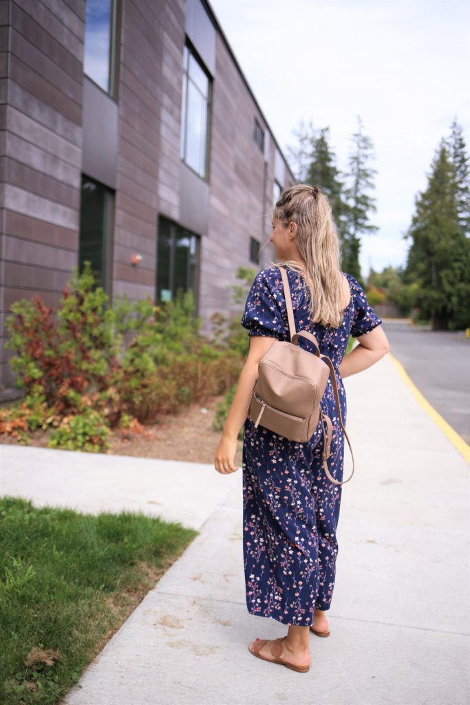 If you're looking for an affordable small backpack, this $25 backpack from Target is a great cheap option. It's the perfect size to be a toddler diaper bag without looking childish. It's actually quite stylish and minimalist as a diaper bag. I use this cheap backpack as a diaper bag for my toddler because it fits everything we need for a day out and about. #toddlerlife #toddlermom #targetstyle 